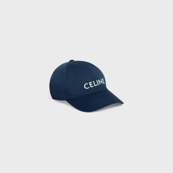 NWT Celine Baseball Cap in Cotton Marine Blue Logo-Embroidered Size Small - Picture 1 of 15
